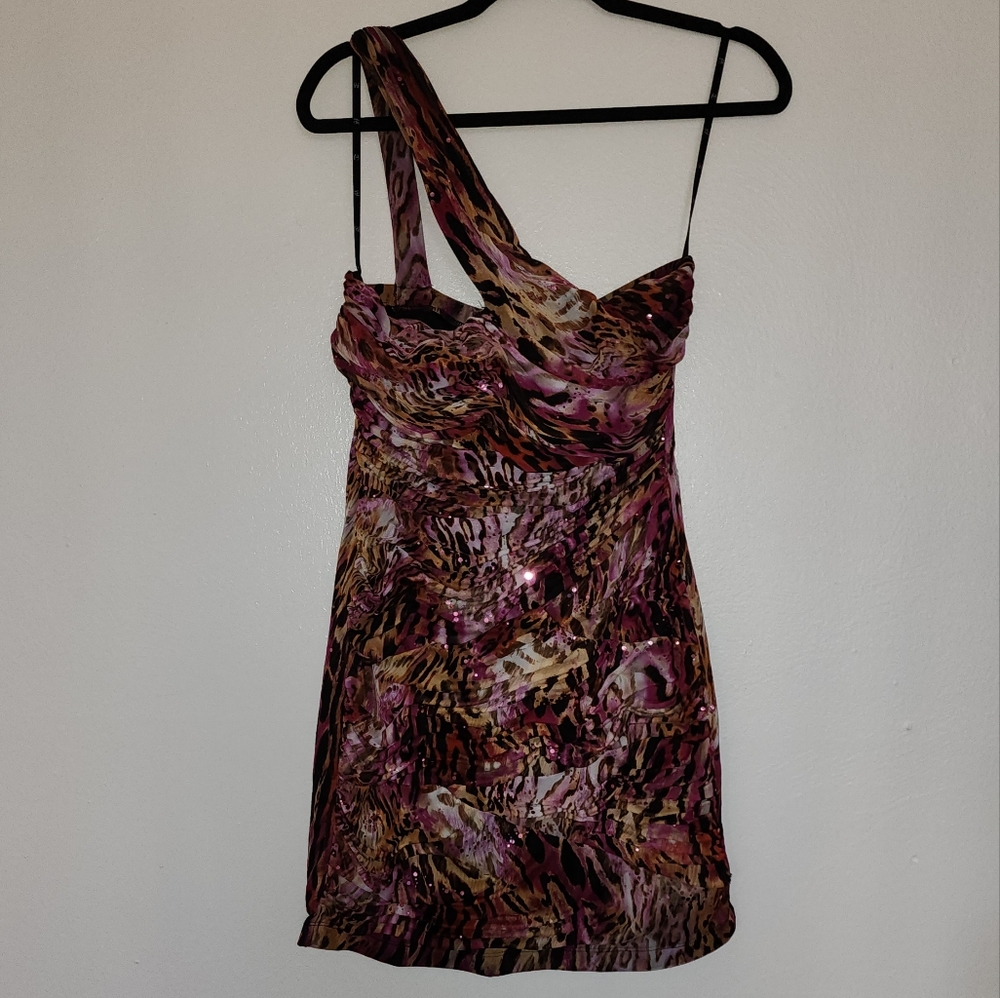 Mix print mini dress